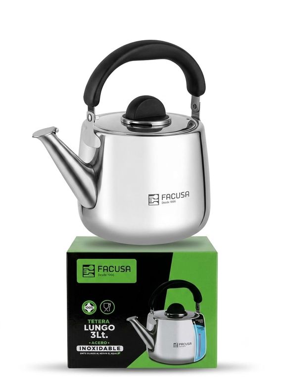 Tetera Facusa Lungo de Acero Inoxidable de 3 Litros