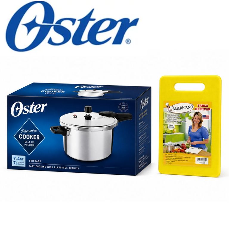 Promo Olla Presion Oster Brissago 7 Lt + Tabla de Picar