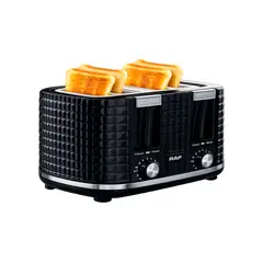 GENERICO - Tostadora Eléctrica para 4 Rebanadas de 1500W Negra