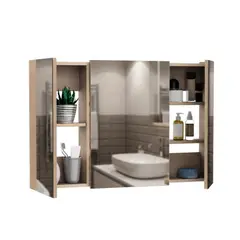 GENERICO - Botiquin de Baño Flotante con 3Puertas con espejo Paolo Amore Home