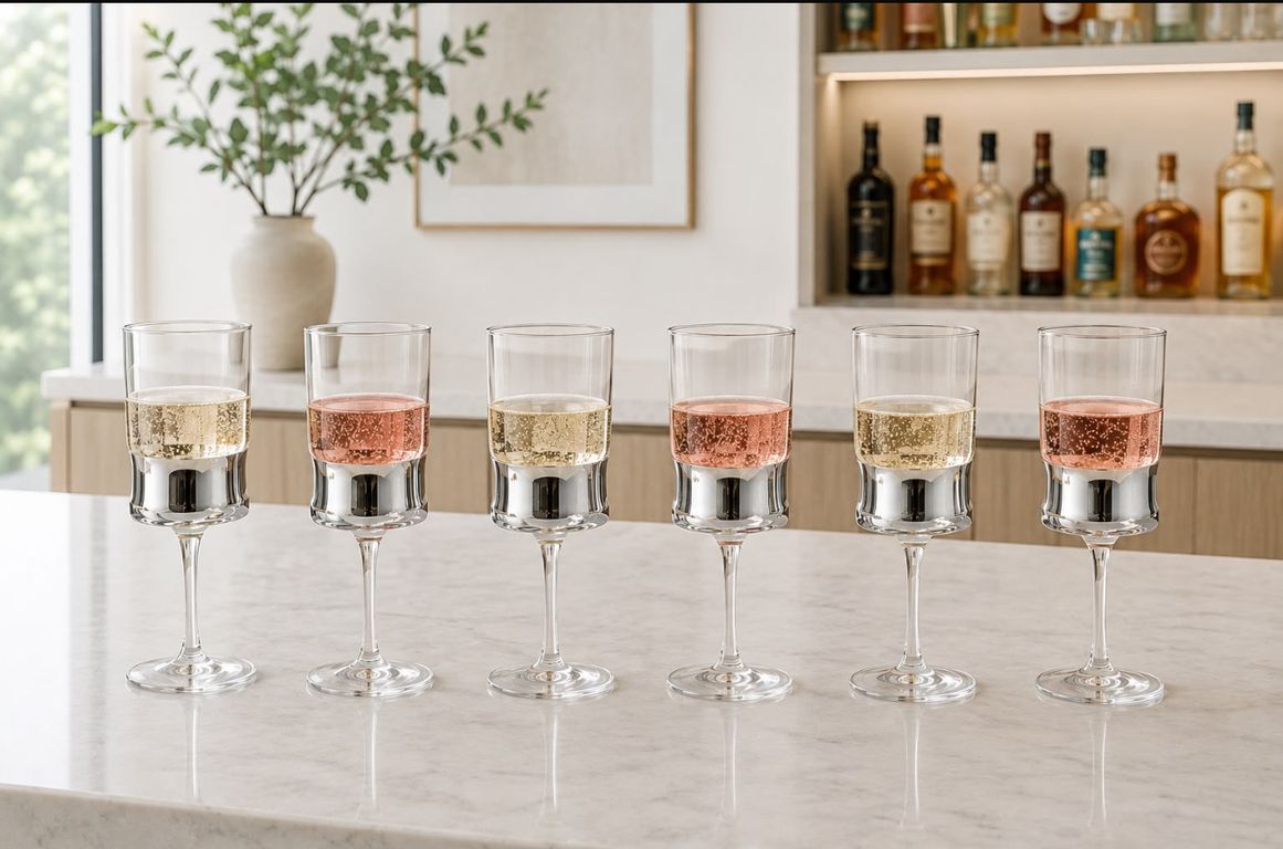 Juego de 6 Copas para Champaña de Cristal Borosilicato 20 cm