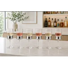 GENERICO - Juego de 6 Copas para Champaña de Cristal Borosilicato 20 cm