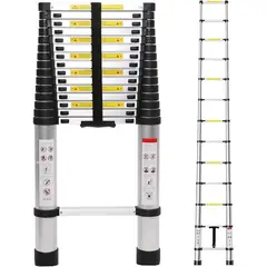 GENERICO - Escalera Telescópica 3.2 Metros Retráctil Portátil con Antideslizante 11 Escalones Soporta150 kg