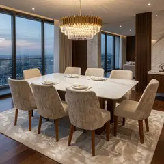 TU MESITA - Juego de Comedor Emilia 8 Sillas de Madera con Piedra Sinterizada TU MESITA
