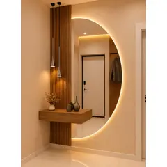 GENERICO - MUEBLE RECIBDOR APARADOR CON ESPEJO EN FORMA Y ILUMINACION