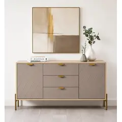 GENERICO - Credenza  Aparador  Recibidor Orgaizador  con patas metalicas y puertas con grabado