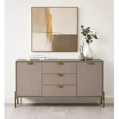 GENERICO - Credenza  Aparador  Recibidor Orgaizador  con patas metalicas y puertas con grabado