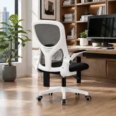 CAPRE - Silla Ergonómica de Oficina con Respaldo de Malla Giratoria Ajustable Blanco