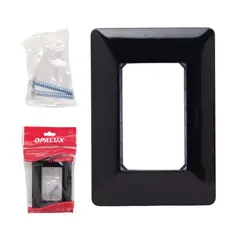 OPALUX - Placa Triple con Soporte Negro OPALUX BM203.BLK para 3 Módulos Empotrable