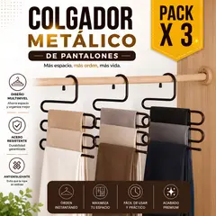 GENERICO - Pack x 3 Colgador de Pantalones Metálico Multinivel – Organizador de Clóset de 5 Niveles - Marrón