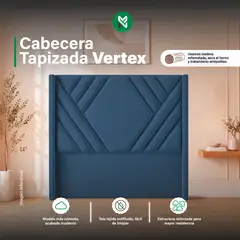 MUEBLES MACRUMO - Cabecera Tapizada Vertex - Queen - Azul