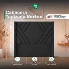 MUEBLES MACRUMO - Cabecera Tapizada Vertex - Queen - Negro