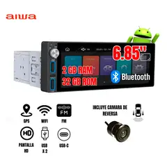 AIWA - Autoradio Android 6" HD 2 GB RAM 32 GB MirrorLink CarPlay Bluetooth Cámara AIWA AW-A485BT Auto Radio