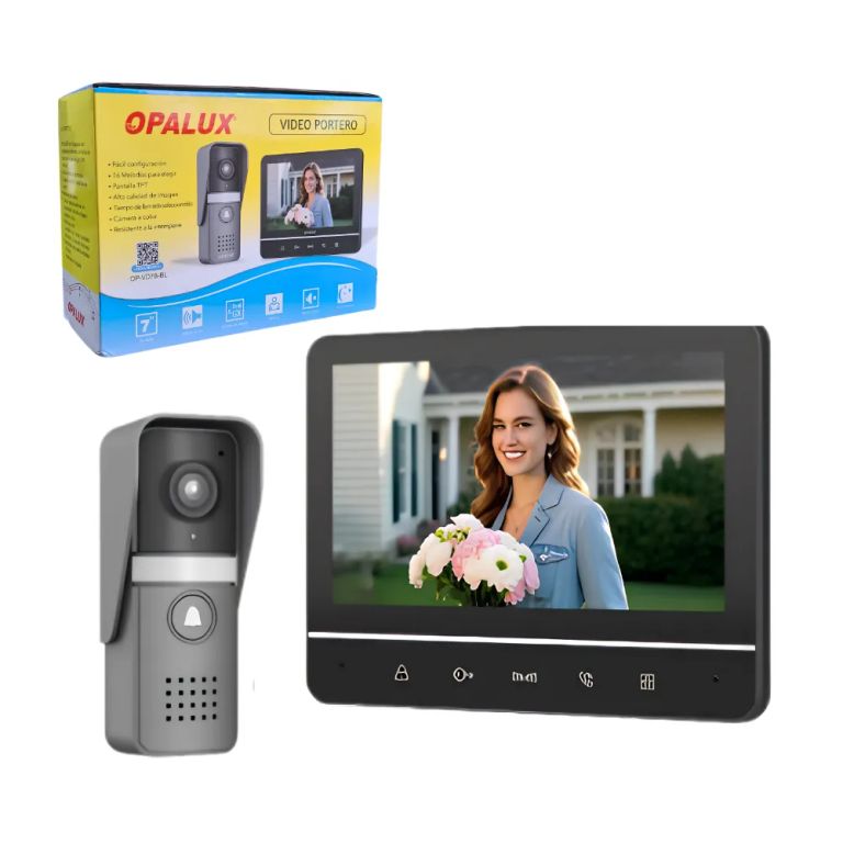 Timbre Intercomunicador con Pantalla TFT y Camara 16 Melodías 5 Niveles de Volumen
