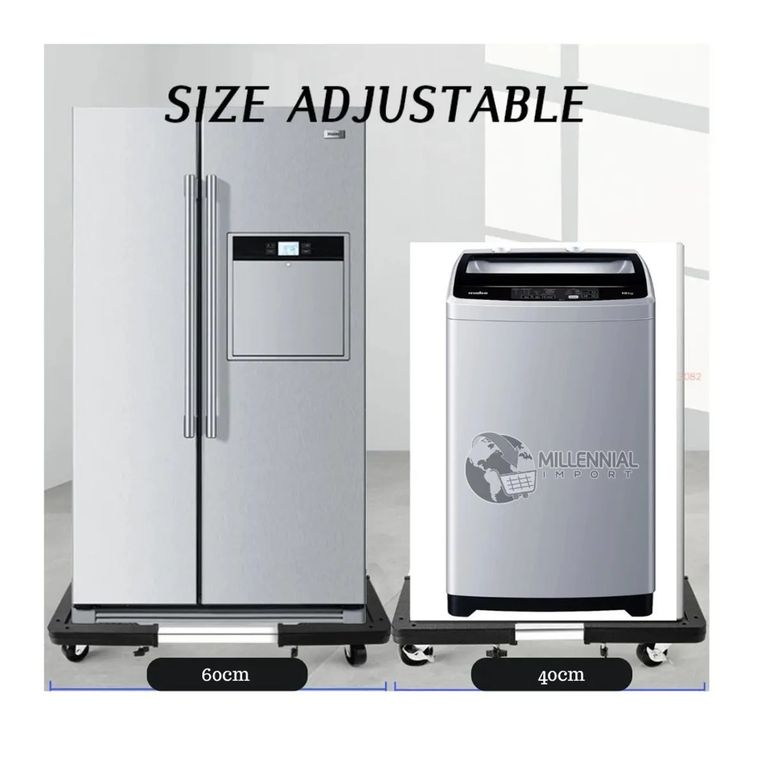 Base Movible Ajustable para Electrodomésticos Lavadora Refrigeradora y Muebles Color Negro