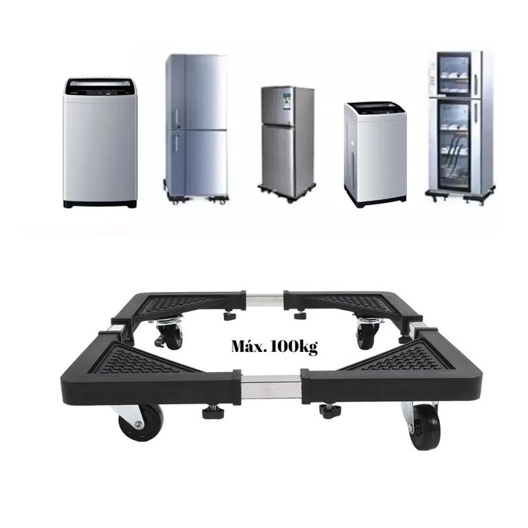 Base Movible Ajustable para Electrodomésticos Lavadora Refrigeradora y Muebles Color Negro