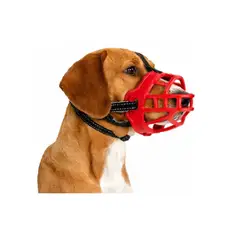 GENERICO - Bozal Flex de Silicona para Perros Talla 3 Color Rojo