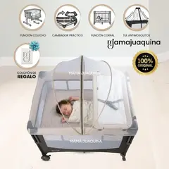 Baby - Cuna Corral Mecedora «YONAGUNI» Beige con Colchón