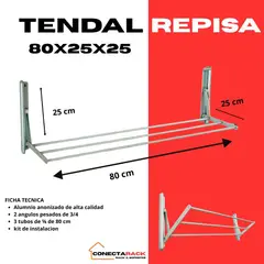 NACIONAL - Tendedero de ropa Tendel Repisa 80X25X25 Aluminio ANODIZADO.
