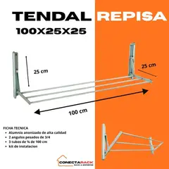 NACIONAL - Tendedero de ropa Tendel Repisa 100X25X25 Aluminio de alta calidad.
