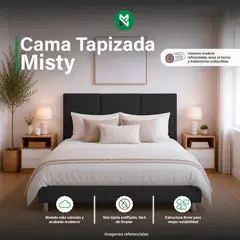 MUEBLES MACRUMO - Cama Tapizada Misty - Queen - Negro