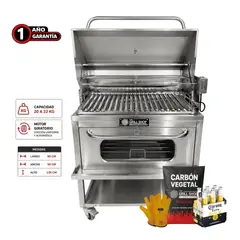 THE GRILL SHOP - Caja China 4 en 1 de Acero Inox con Motor - Caja China + Parrilla + Rosticero + Chancho al Palo