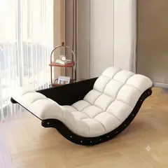 GENERICO - Silla Mecedora Ergonómica Tapizada Diseño Moderno y Confortable Color Crema