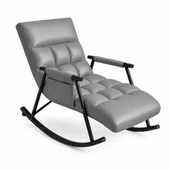 INSPIRA MARKET - Sillón Sofa Reclinable Mecedora Ajustable Tela Acolchada Sala Dormitorio Gris
