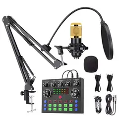 SEISA - Micrófono de Condensador Profesional con Mixer para Streamers en Redes Sociales BM-800+V8STZ