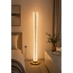 GENERICO - Lámpara de Piso LED Decorativa Cilíndrica con Efecto Cristal Burbuja 140 cm