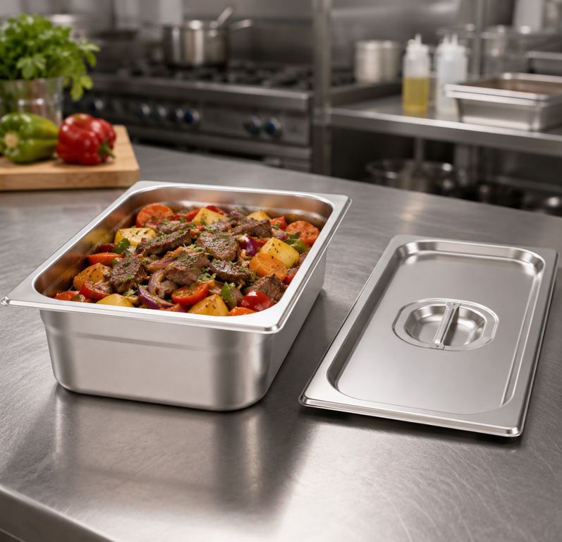 Bandeja Gastronómica Acero Inoxidable 26.5 cm con Tapa