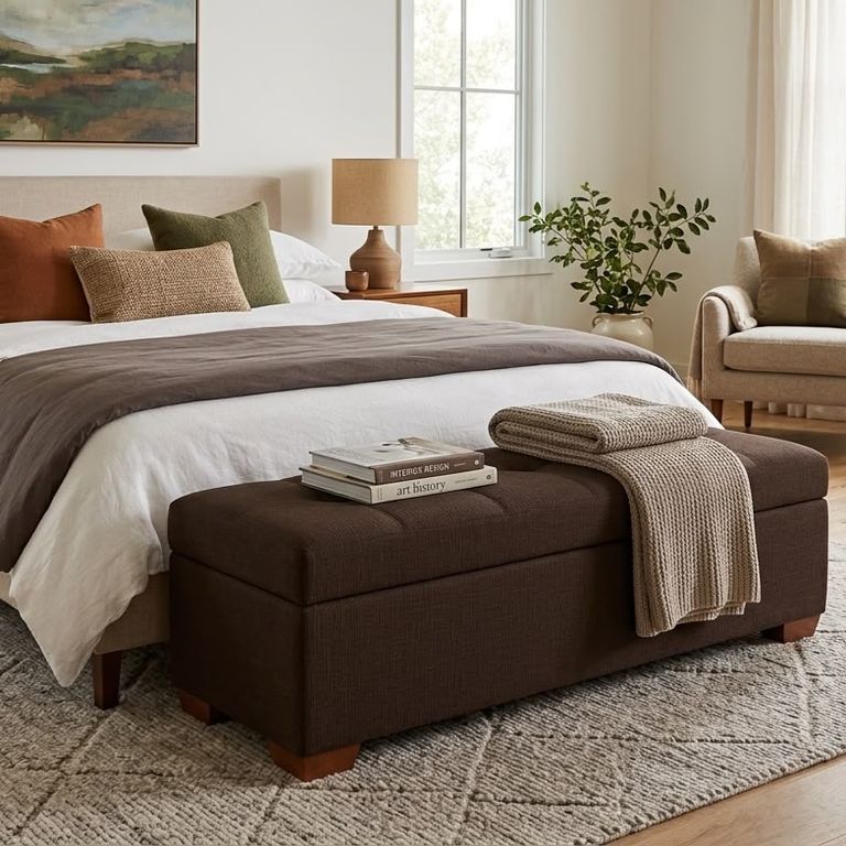 Baúl Ardeco Mavisac Plaza King Tela Aterciopelada - Marrón
