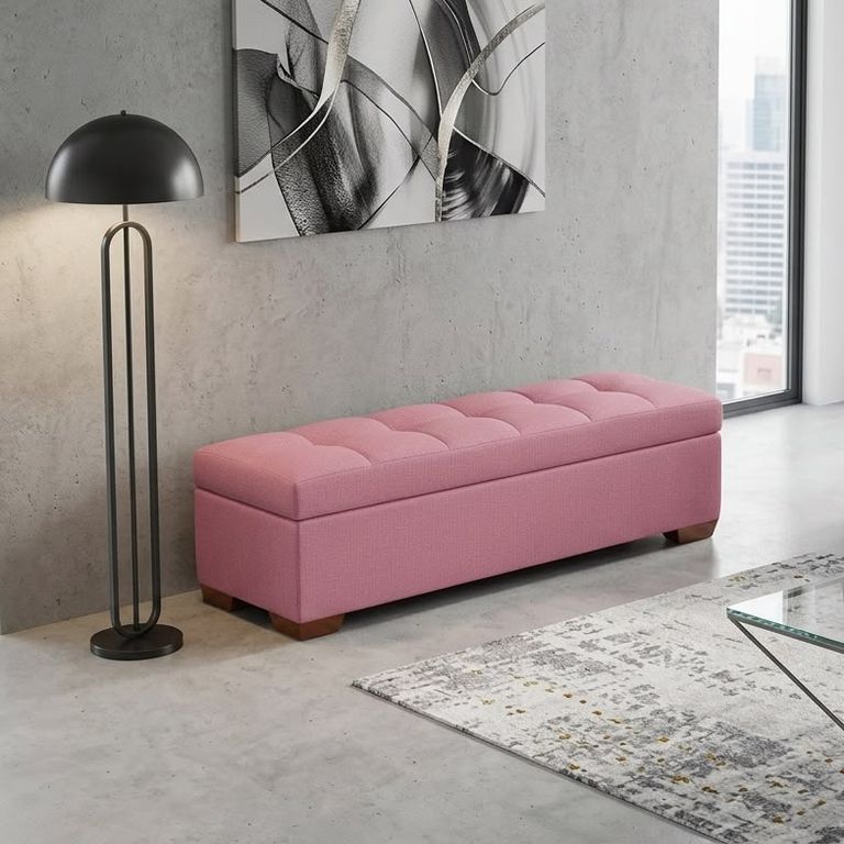 Baúl Ardeco Mavisac Plaza King Tela Aterciopelada - Rosa