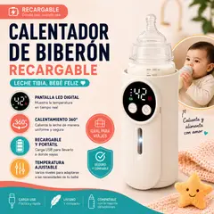 GENERICO - Calentador de Biberón Portátil USB Recargable con Control de Temperatura