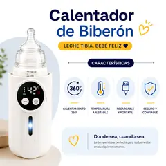 GENERICO - Calentador De Biberón Para Paseos, Viajes USB Recargable Con Calentamiento Rápido 360º