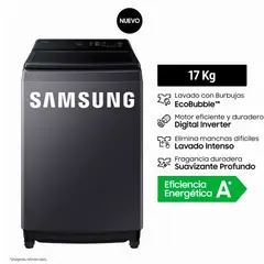 SAMSUNG - Lavadora Samsung 17 KG EcoBubble  Inverter WA40F17E7CPE GRIS Grafito