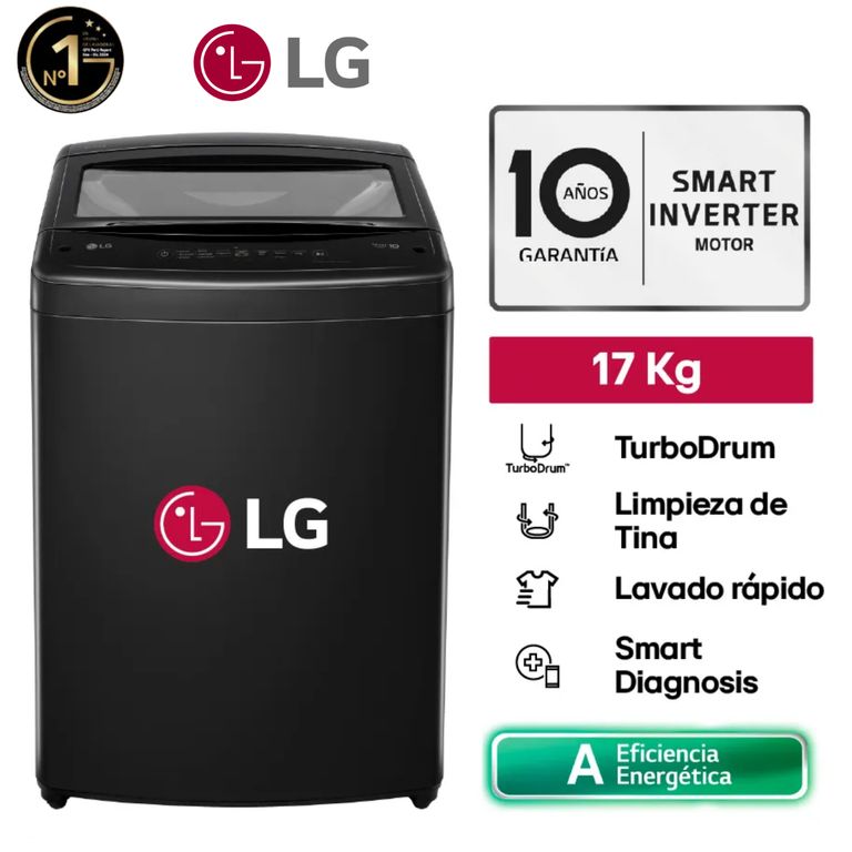 Lavadora LG 17Kg Smart Inverter TurboDrum™ WT17BOVTB Negro Onyx