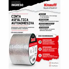 KNAUF - Cinta Asfáltica Autoadhesiva Impermeable y resistente a rayos UV