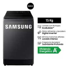 SAMSUNG - Lavadora Samsung 15 Kilos Gris Grafito EcoBubble Tecnología Digital Inverter WA40F15E4CPE (2026)