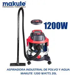 MAKUTE - ASPIRADORA INDUSTRIAL DE POLVO Y AGUA MAKUTE 1200 WATTS 20L