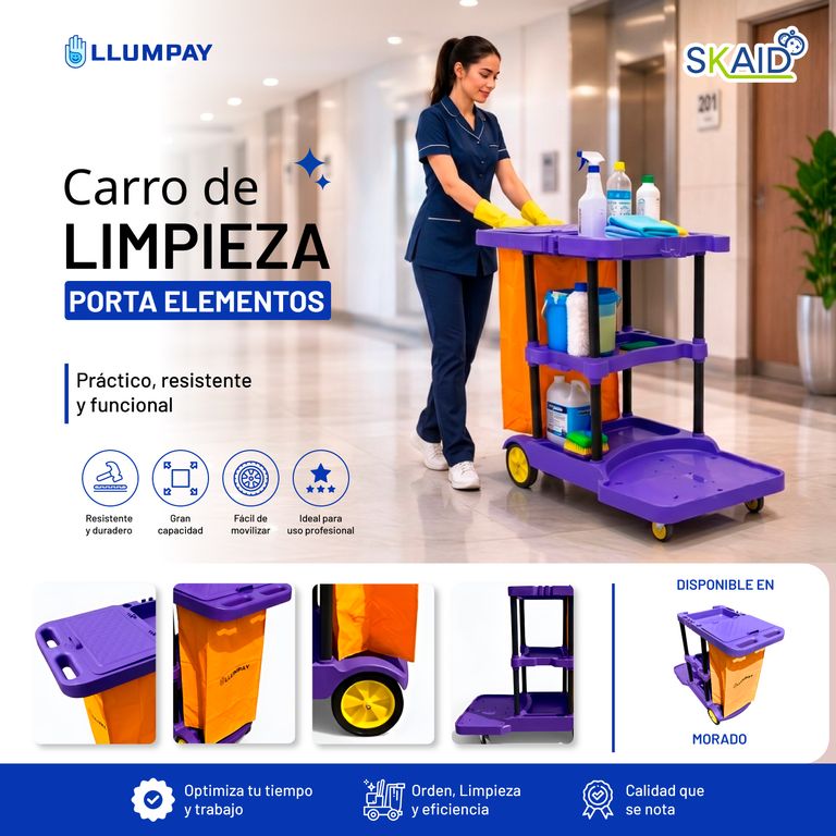 Carrito de limpieza Hoteles Hospitales Oficina Fábrica Morado