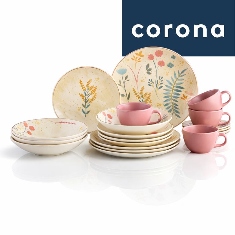 Vajilla Corona Arabella 20 Piezas Diseño Floral