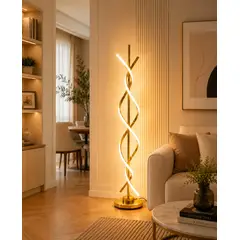 GENERICO - LAMPARA DE PISO LED SPIRAL DORADO