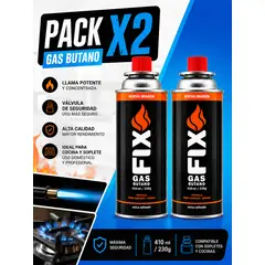 FIX - PACK X2 GAS BUTANO VALVULA ESPECIAL COCINA Y SOPLETE