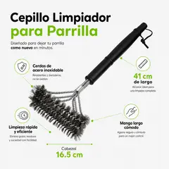 GENERICO - Cepillo Limpiador para Parrilla 41 cm con Cerdas de Acero Inoxidable