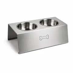 GENERICO - Comedero Elevado Doble para Perro Mediano en Acero Inoxidable AISI 304