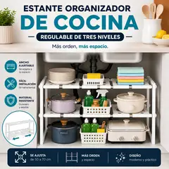 GENERICO - Estante Organizador Multiusos Expandible De 2 Niveles Para Cocina, Baño, Lavadero y Oficina - Blanco