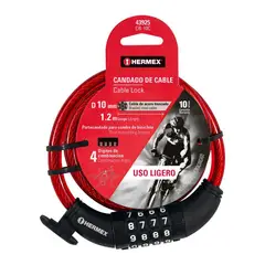 HERMEX - Candado de Cable con Combinación 10 mm x 1.20 m Hermex