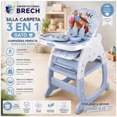 GENERICO - SILLA DE COMER PARA BEBÉ 3 EN 1 GATO CON BLUETOOTH, MÚSICA, MESA DIDÁCTICA Y ACCESORIOS PREMIUM