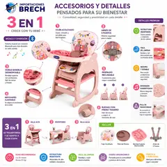GENERICO - SILLA DE COMER PARA BEBÉ 3 EN 1 GATO CON BLUETOOTH, MÚSICA, MESA DIDÁCTICA Y ACCESORIOS PREMIUM
